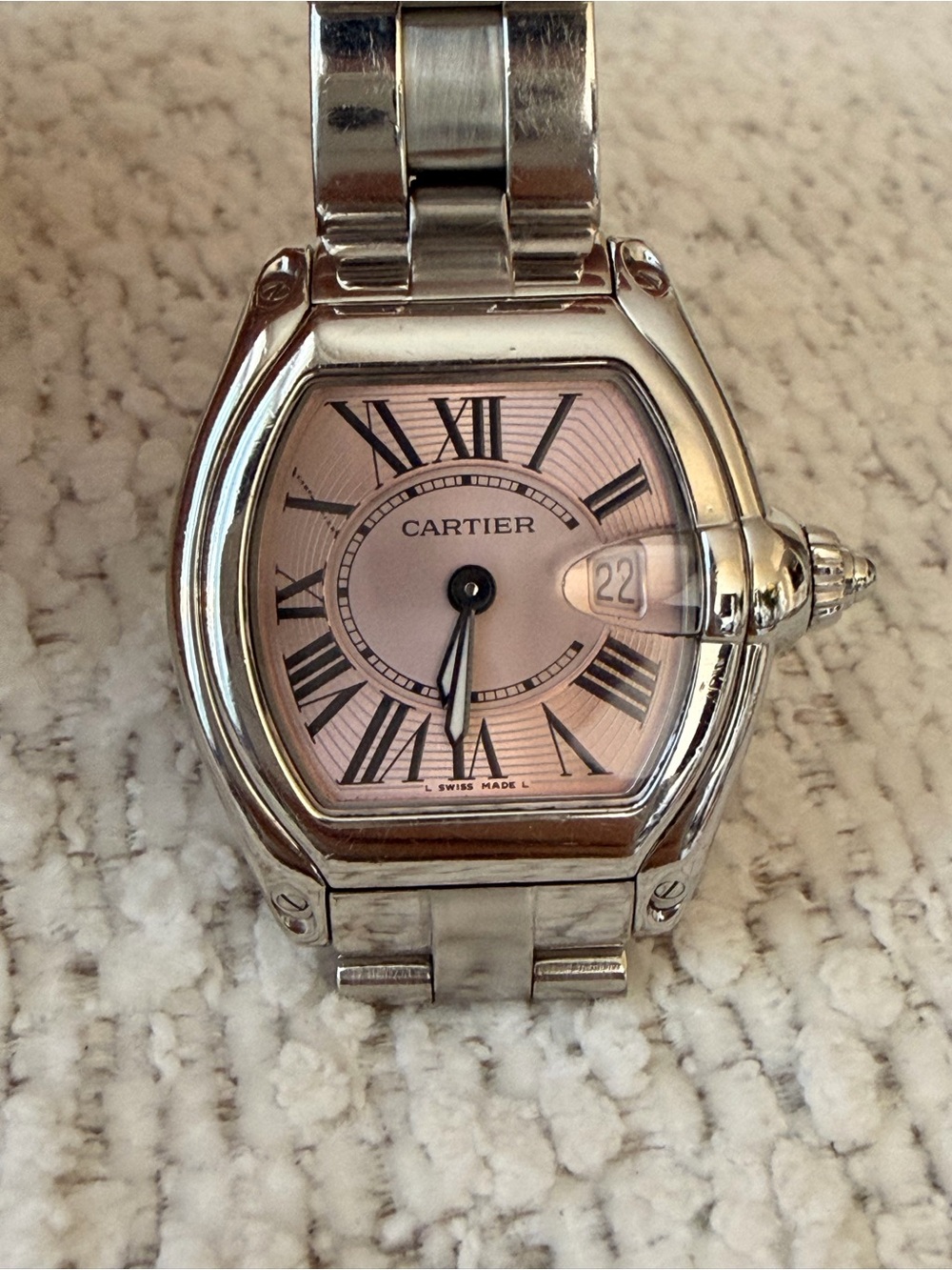 Cartier Roadster Small Model Stainless Steel Watch - Pink Dial (Ref. 2675) - Picture 2 of 4